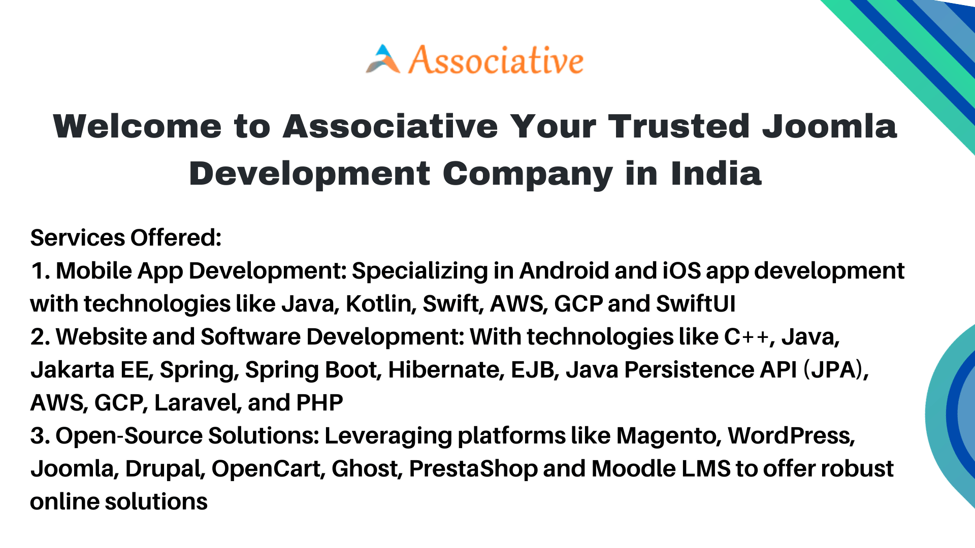 Welcome to Associative Your Trusted Joomla Development Company in India
