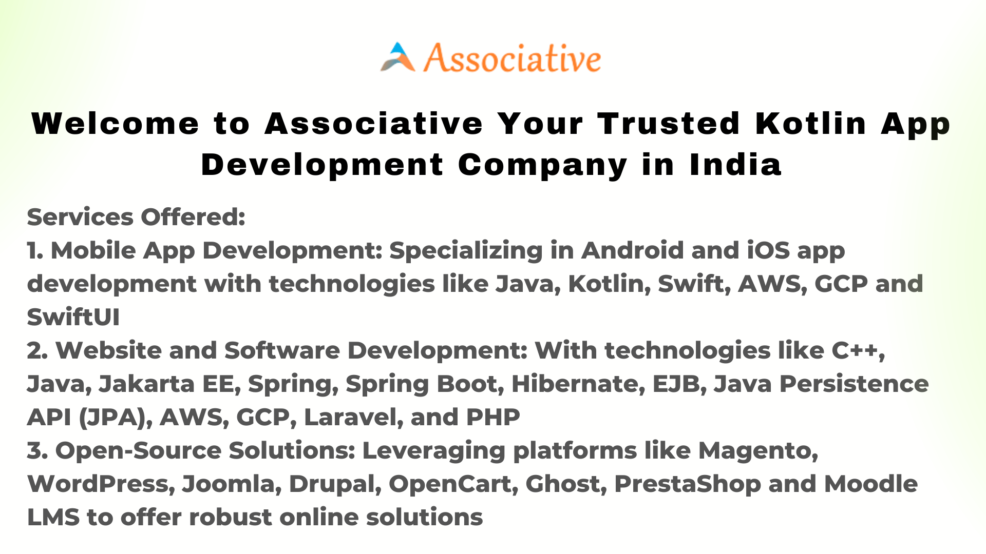 Welcome to Associative Your Trusted Kotlin App Development Company in India