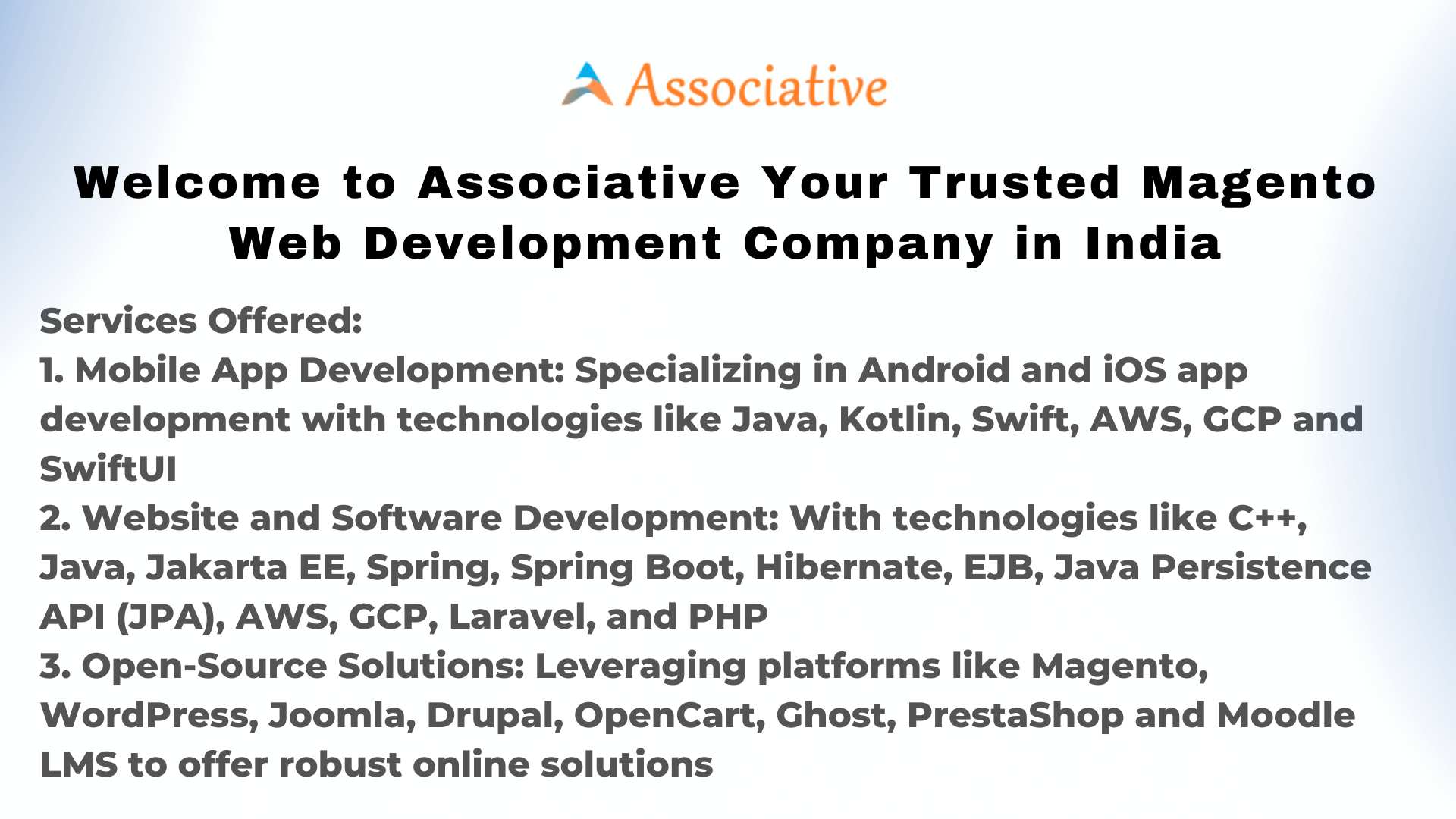 Welcome to Associative Your Trusted Magento Web Development Company in India