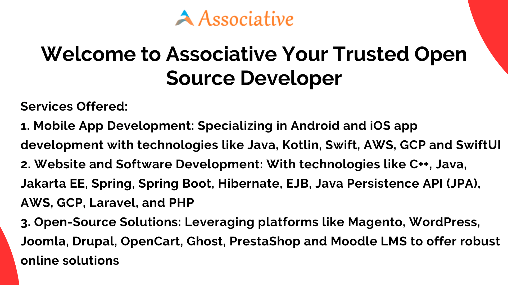 Welcome to Associative Your Trusted Open Source Developer
