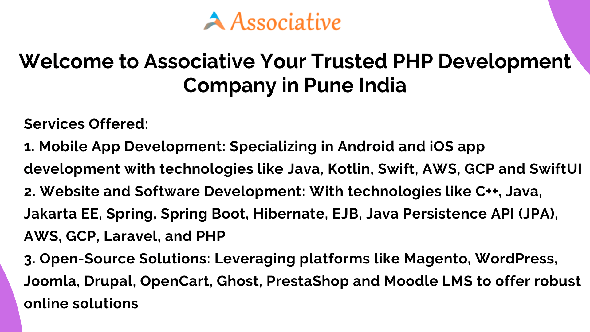 Welcome to Associative Your Trusted PHP Development Company in Pune India