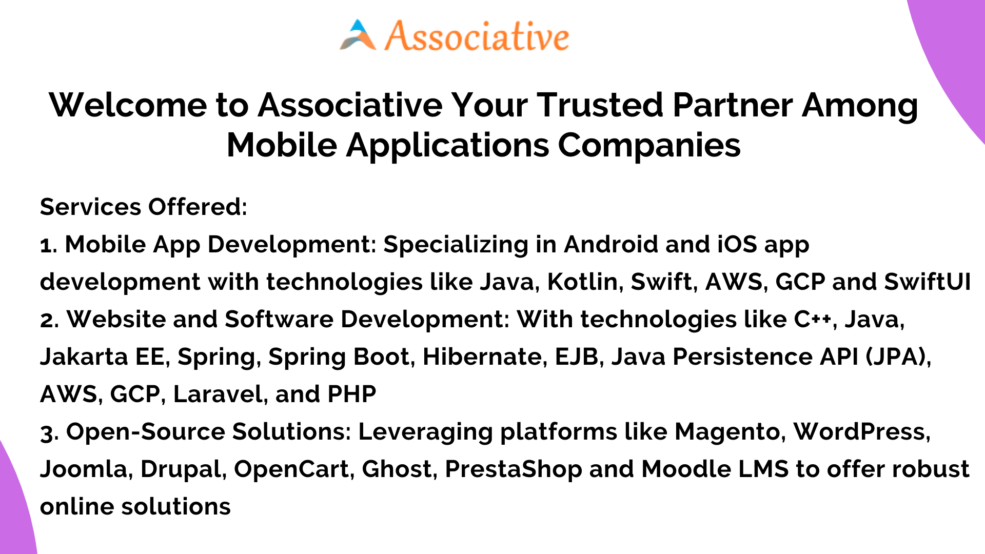 Welcome to Associative Your Trusted Partner Among Mobile Applications Companies