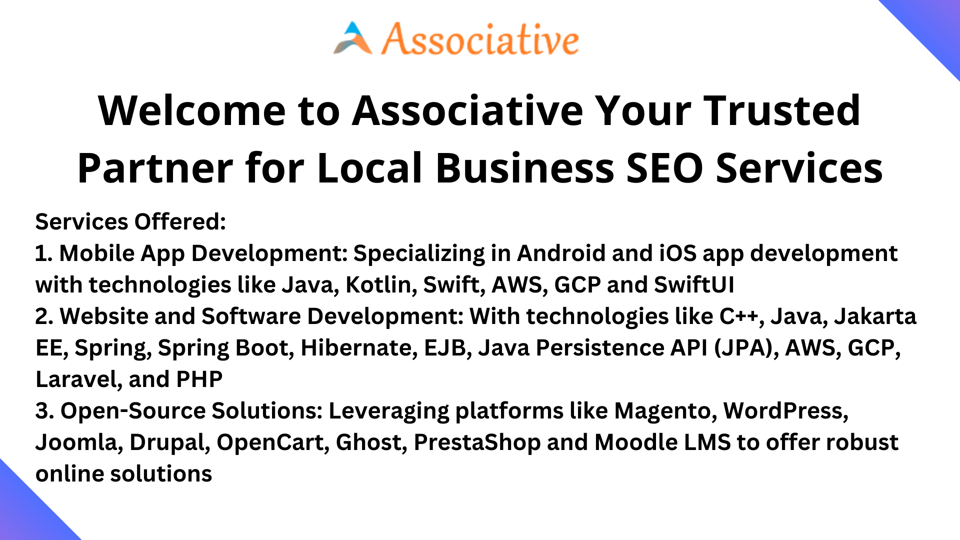 Welcome to Associative Your Trusted Partner for Local Business SEO Services