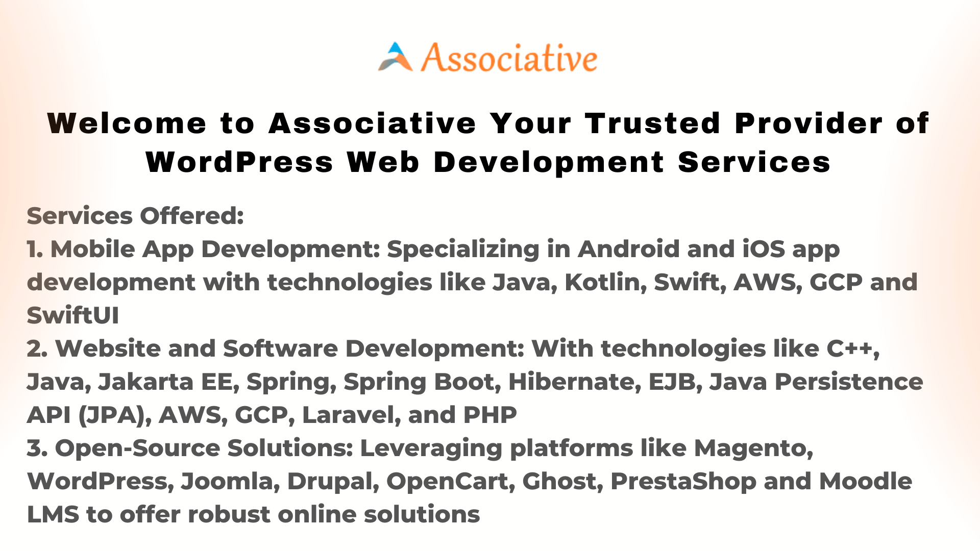 Welcome to Associative Your Trusted Provider of WordPress Web Development Services