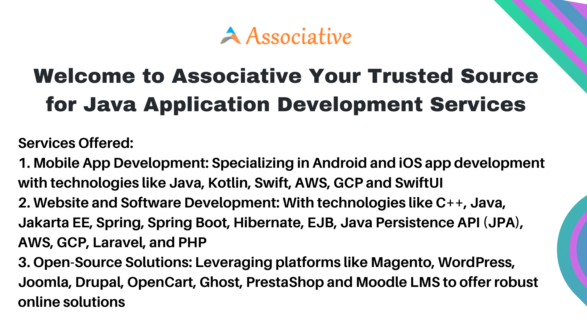 Welcome to Associative Your Trusted Source for Java Application Development Services