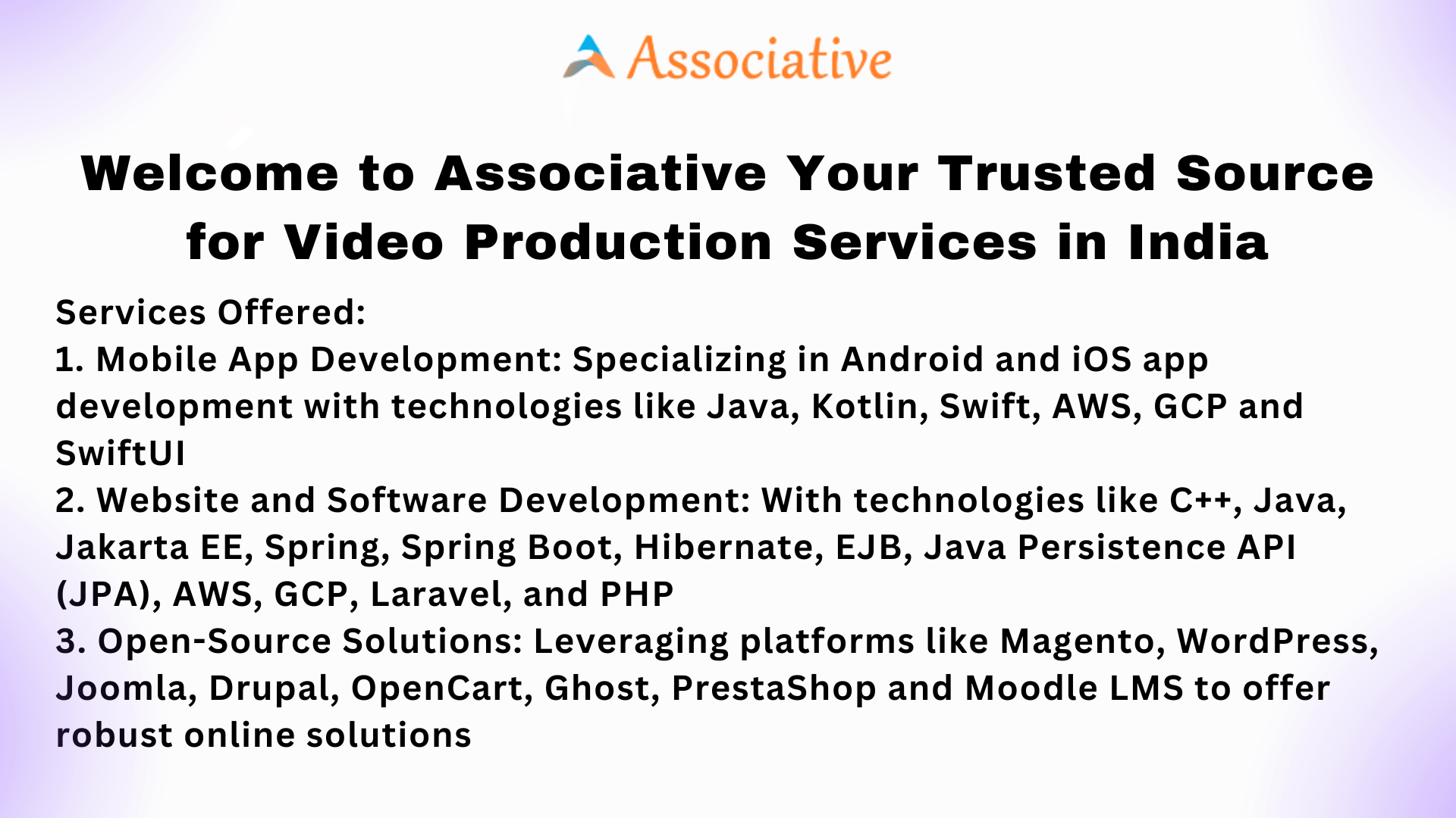 Welcome to Associative Your Trusted Source for Video Production Services in India