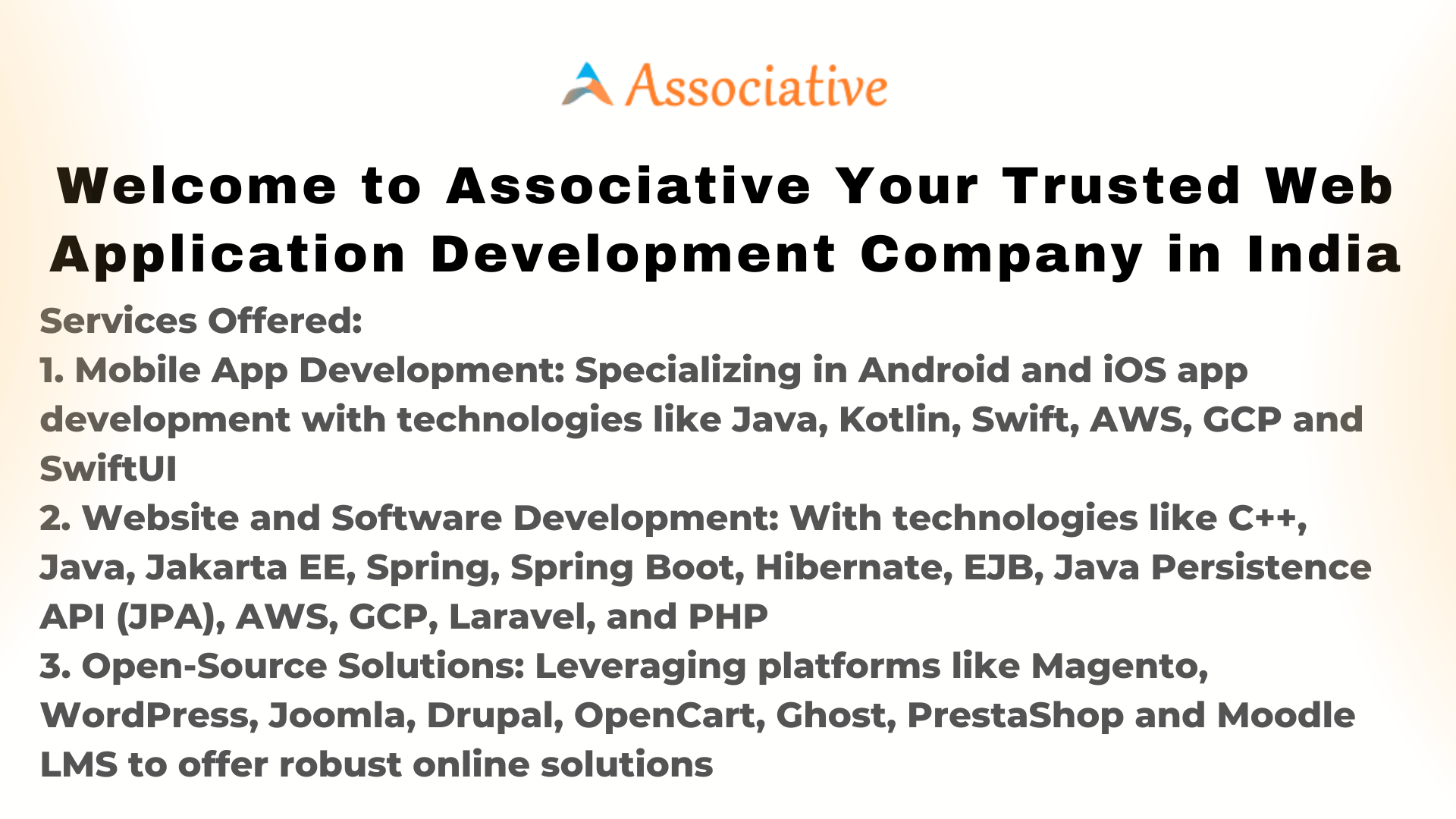 Welcome to Associative Your Trusted Web Application Development Company in India