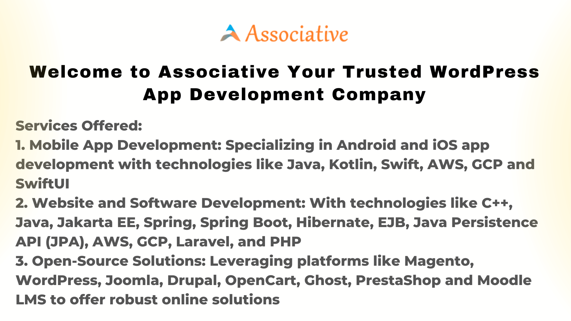 Welcome to Associative Your Trusted WordPress App Development Company