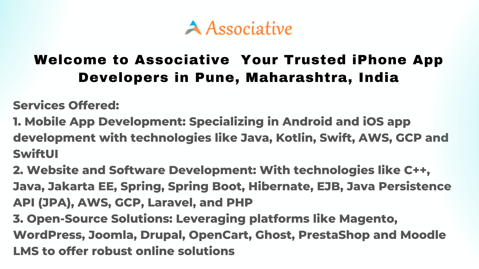 Welcome to Associative  Your Trusted iPhone App Developers in Pune Maharashtra India