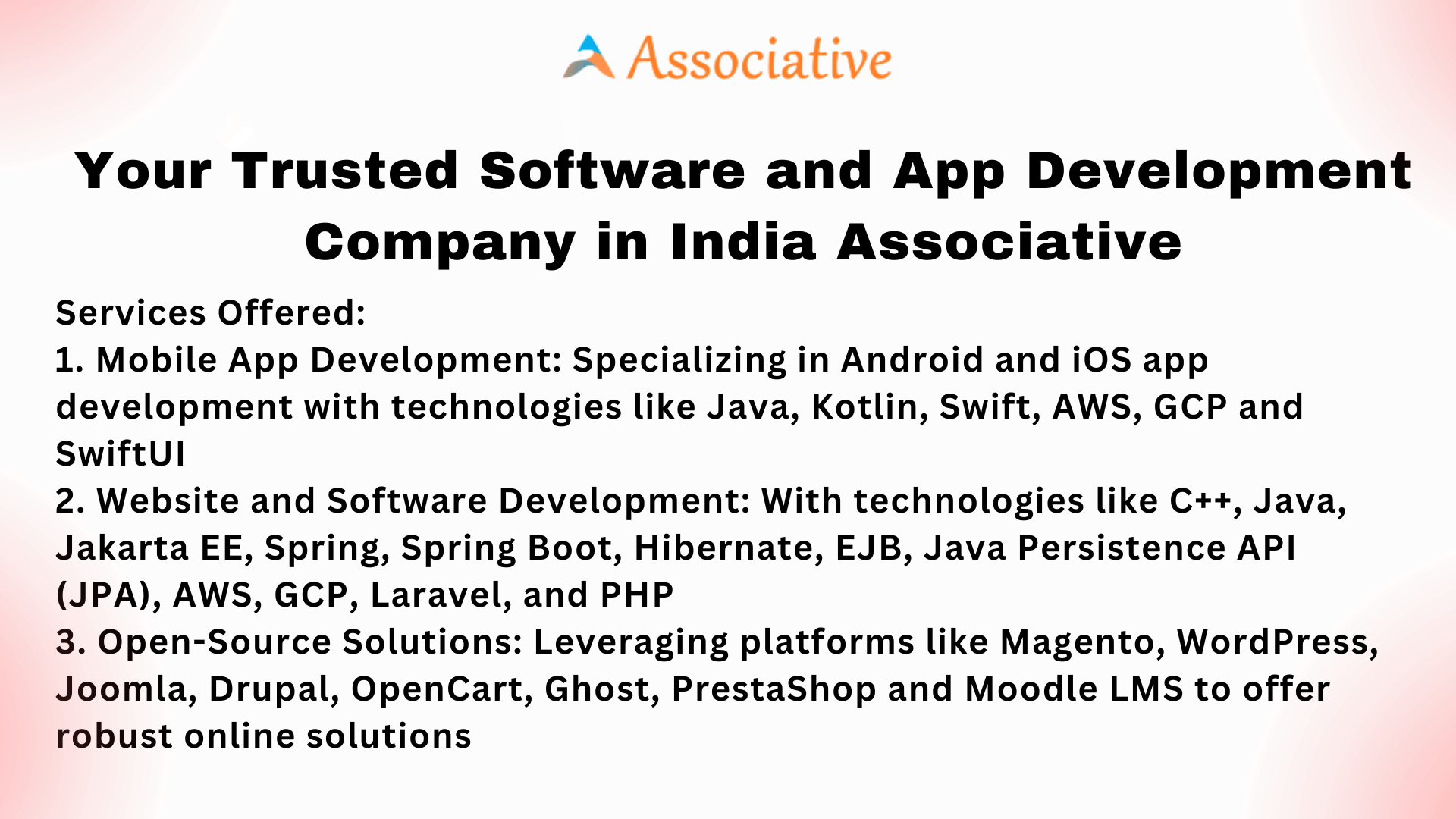 Your Trusted Software and App Development Company in India Associative