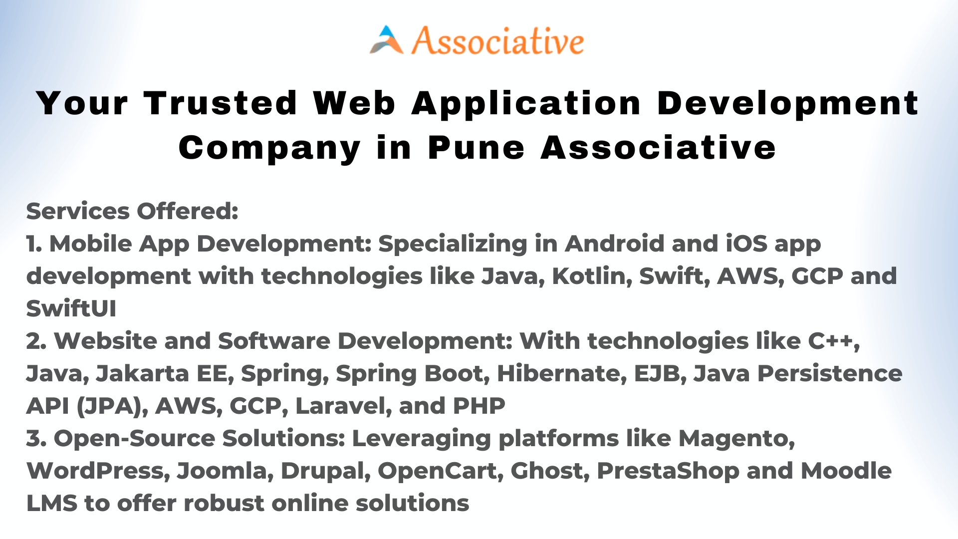 Your Trusted Web Application Development Company in Pune Associative